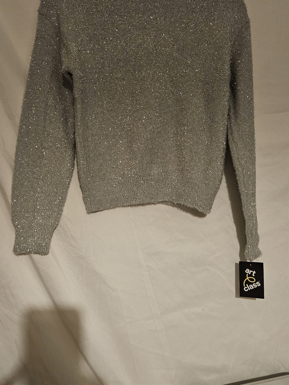 #4 art class Silver Metallic Crewneck Sweater